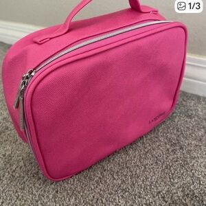 Two Lancome Pink Cosmetic Bags with zipper